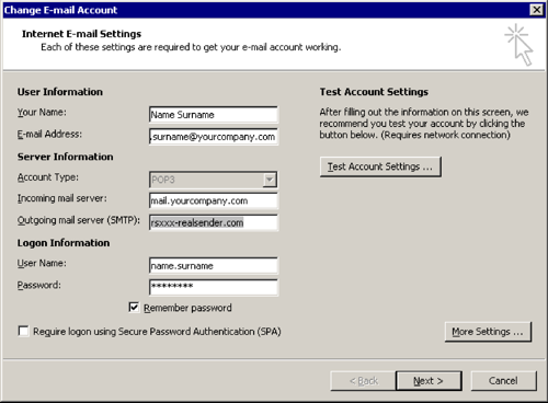Outlook 2007 - Configuration de la messagerie - Comptes de messagerie - Modifier