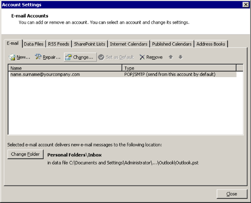 Outlook 2007 - Configuration de la messagerie - Comptes de messagerie