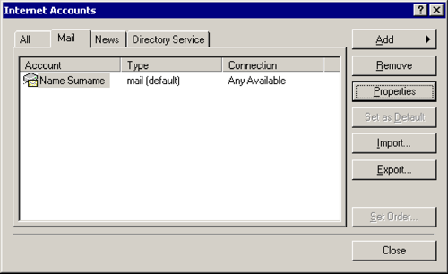 Outlook Express - Comptes Internet - Courrier