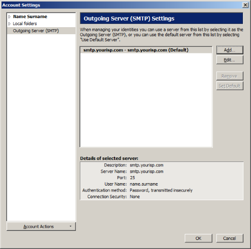 Thunderbird - Serveur sortant  - Ajouter