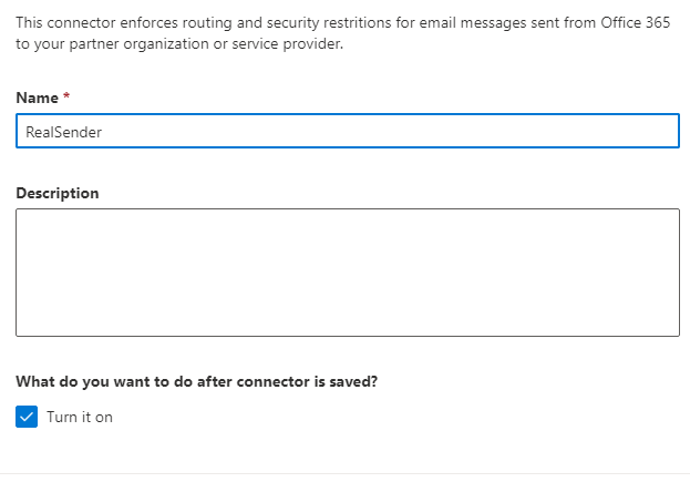 Office 365 - Nom du connecteur