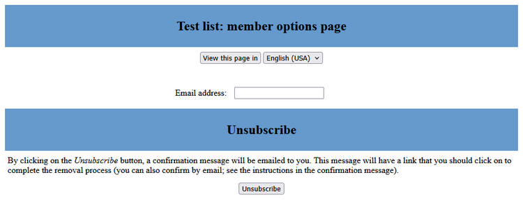 Liste : page des options des membres