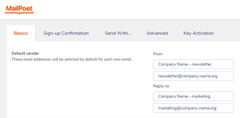 mailpoet - paramètres - notions de base